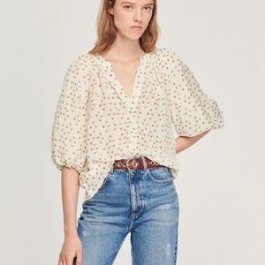 Sandro Ivory Floral Blouse